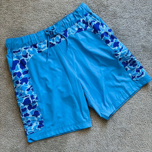 EUC Drake Waterfowl Commando Lined Board Short 9" in Marina Blue | Sz Lg